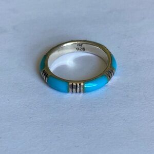 Turquoise NF 925 Sterling Silver Band Ring Size 8